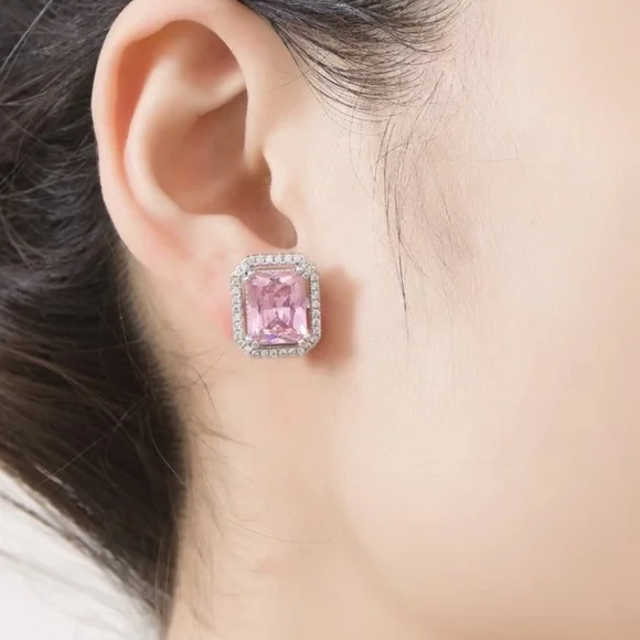 Pink Halo Stud Earrings - Picture 2 of 2